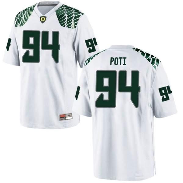 Oregon Ducks Men's #94 Sua'ava Poti Football College Game White Jersey HBA73O6B