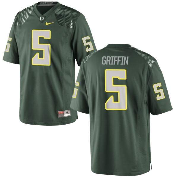 Oregon Ducks Men's #5 Taj Griffin Football College Authentic Green Jersey DYP05O5G