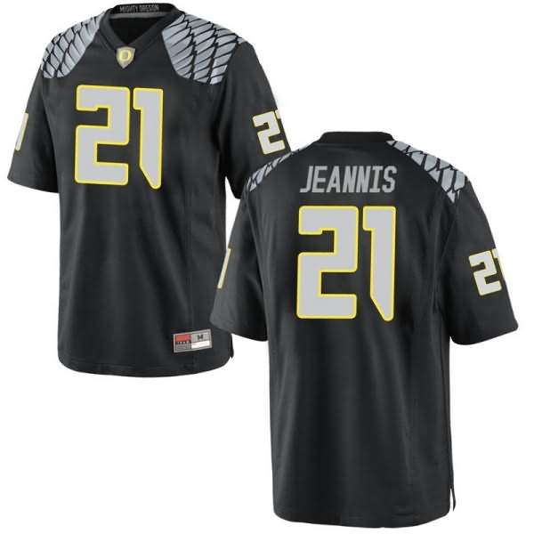 Oregon Ducks Men's #21 Tevin Jeannis Football College Game Black Jersey VAG58O2H