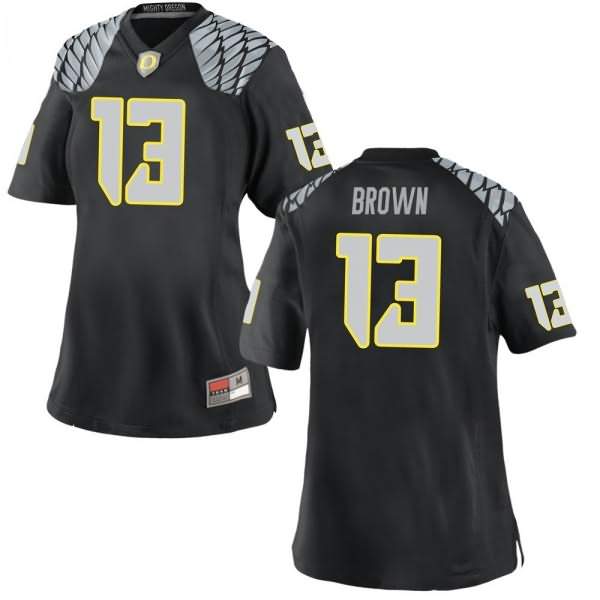 Oregon Ducks Women's #13 Anthony Brown Football College Game Black Jersey WJO21O6Z