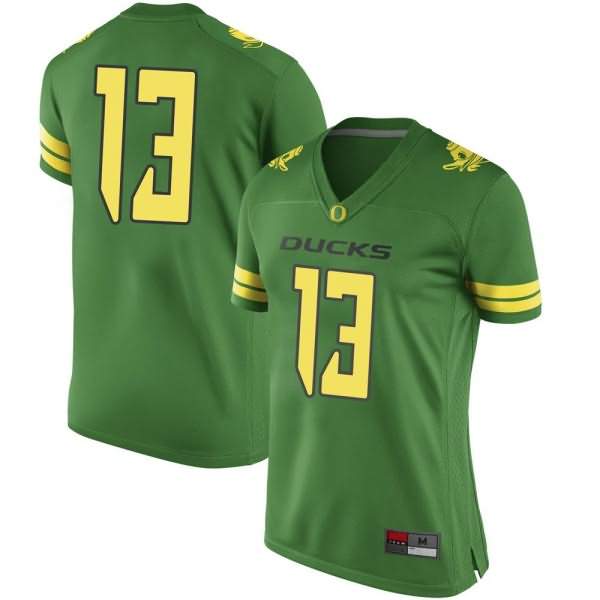 Oregon Ducks Women's #13 Anthony Brown Football College Game Green Jersey IZV14O4V