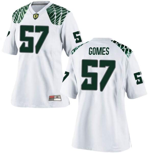 Oregon Ducks Women's #57 Ben Gomes Football College Replica White Jersey ZLI64O8J