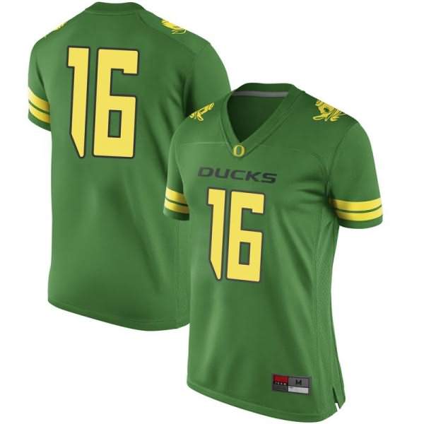 Oregon Ducks Women's #16 Bradley Yaffe Football College Replica Green Jersey RQM14O5S