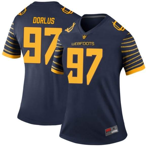 Oregon Ducks Women's #97 Brandon Dorlus Football College Legend Navy Jersey DGW42O2G