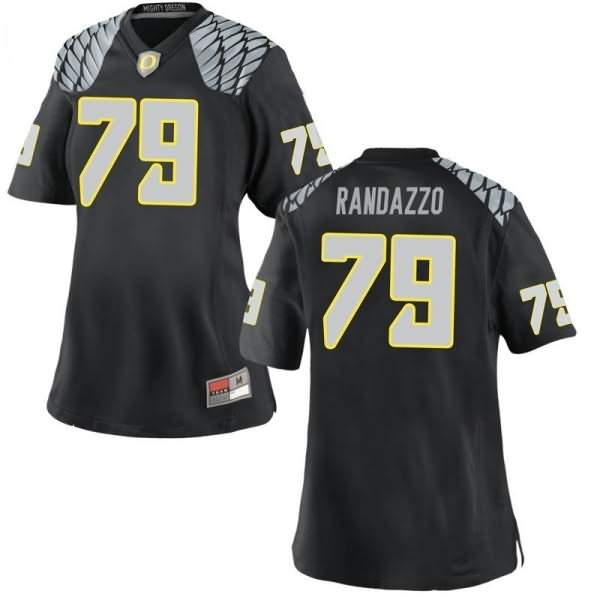 Oregon Ducks Women's #79 Chris Randazzo Football College Game Black Jersey ENU37O6I