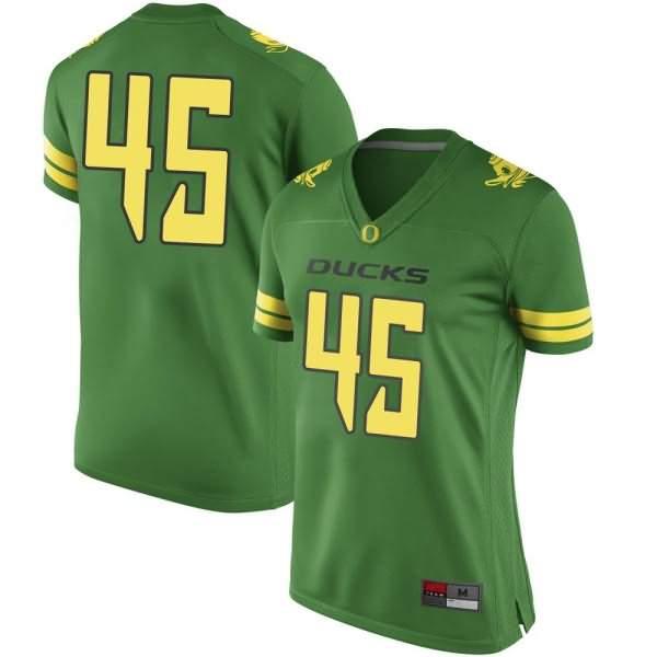 Oregon Ducks Women's #45 Cooper Shults Football College Replica Green Jersey VGK43O8S