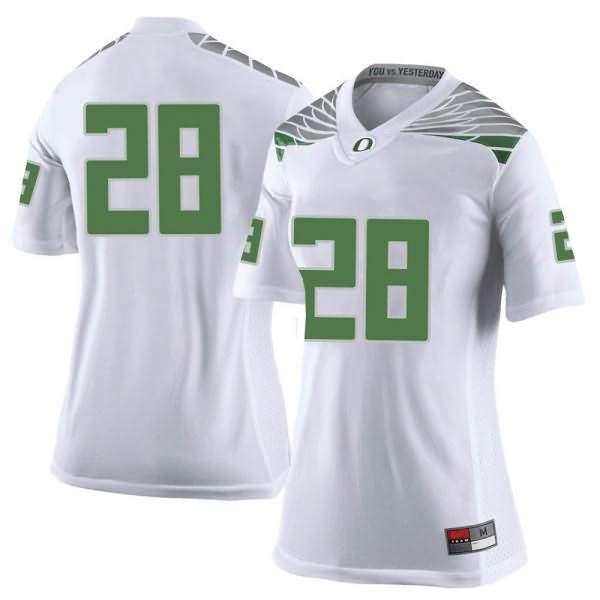 Oregon Ducks Women's #28 Cross Patton Football College Limited White Jersey PRE51O1V