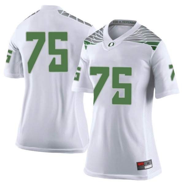 Oregon Ducks Women's #75 Dallas Warmack Football College Limited White Jersey MNM21O7C