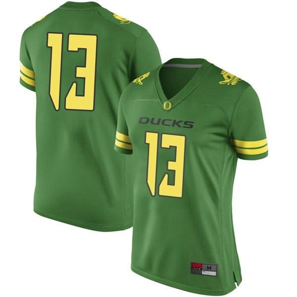 Oregon Ducks Women's #13 Dillon Mitchell Football College Game Green Jersey IPY81O2C