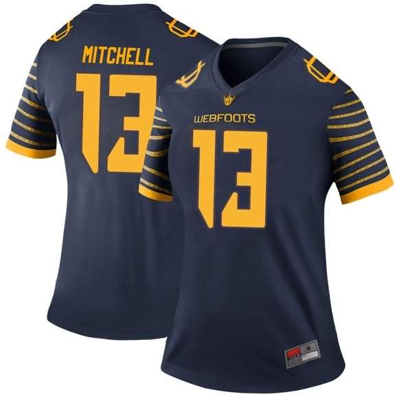 Oregon Ducks Women's #13 Dillon Mitchell Football College Legend Navy Jersey TCX78O5E