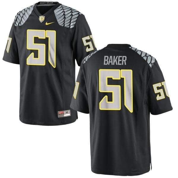 Oregon Ducks Women's #51 Gary Baker Football College Game Black Jersey AAY80O5A