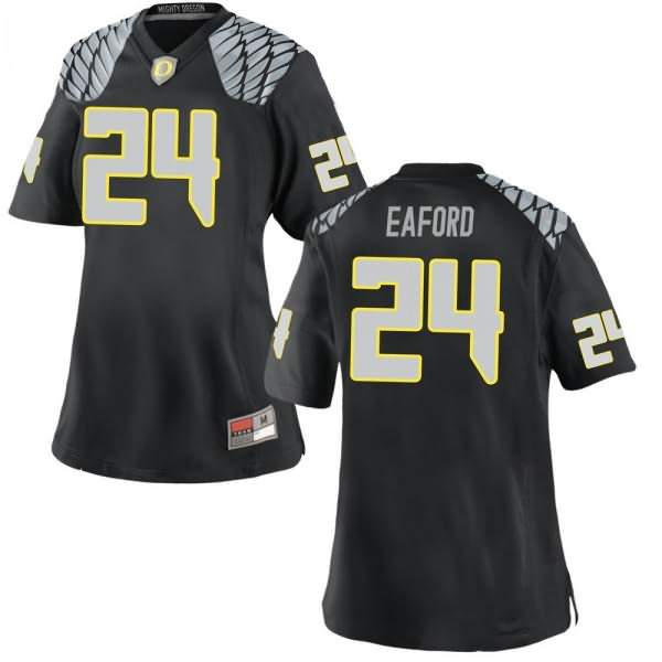 Oregon Ducks Women's #24 Ge'mon Eaford Football College Game Black Jersey VIX64O4N