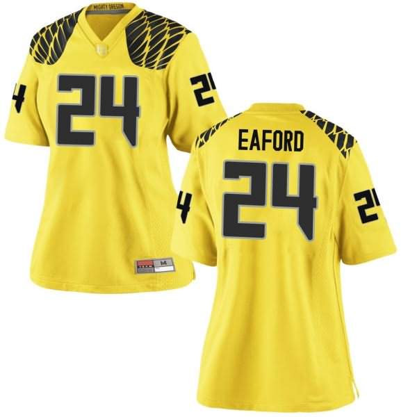 Oregon Ducks Women's #24 Ge'mon Eaford Football College Game Gold Jersey VQT24O4J