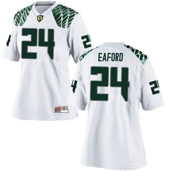 Oregon Ducks Women's #24 Ge'mon Eaford Football College Game White Jersey ZGW81O3B