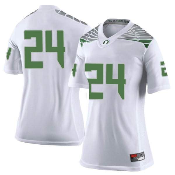 Oregon Ducks Women's #24 Ge'mon Eaford Football College Limited White Jersey KQZ61O8C