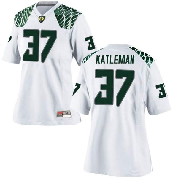 Oregon Ducks Women's #37 Henry Katleman Football College Game White Jersey WWS71O8Q