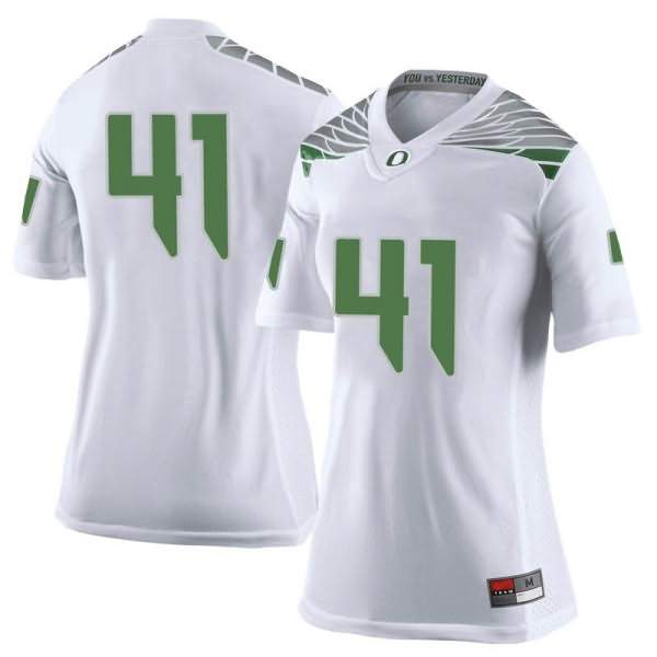 Oregon Ducks Women's #41 Isaac Slade-Matautia Football College Limited White Jersey YKM63O7L