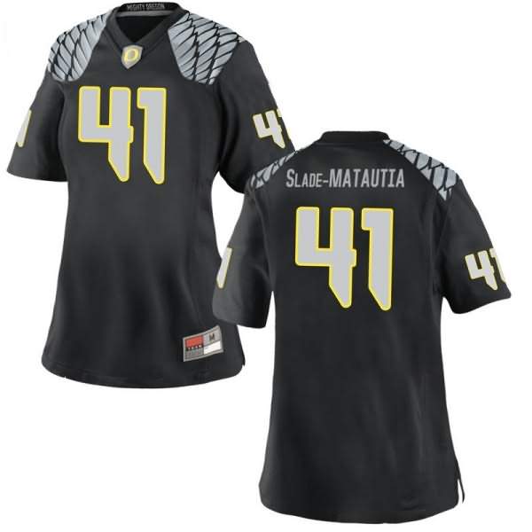 Oregon Ducks Women's #41 Isaac Slade-Matautia Football College Replica Black Jersey RUJ12O4M