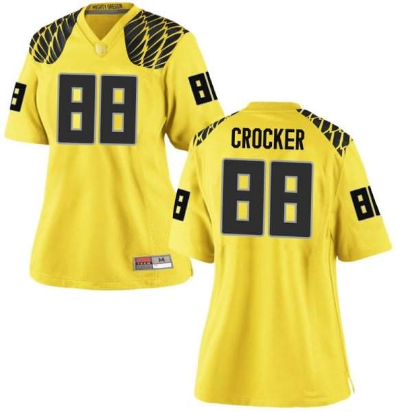 Oregon Ducks Women's #88 Isaah Crocker Football College Game Gold Jersey BZE35O7X