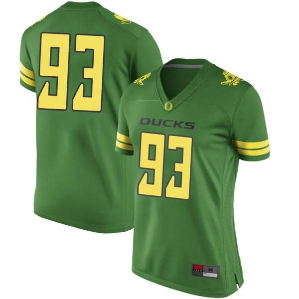 Oregon Ducks Women's #93 Isaia Porter Football College Game Green Jersey IAK22O2E