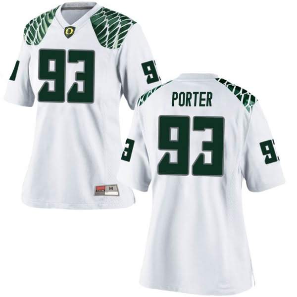 Oregon Ducks Women's #93 Isaia Porter Football College Game White Jersey UNC58O5B