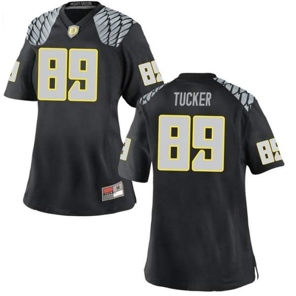 Oregon Ducks Women's #89 JJ Tucker Football College Game Black Jersey ITC85O1E
