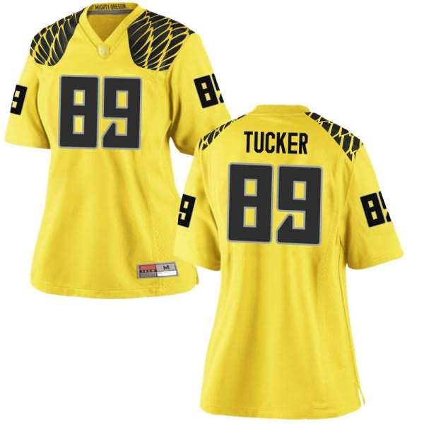 Oregon Ducks Women's #89 JJ Tucker Football College Game Gold Jersey RJP86O5A