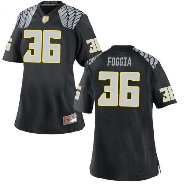 Oregon Ducks Women's #36 Jake Foggia Football College Game Black Jersey BGG01O3R