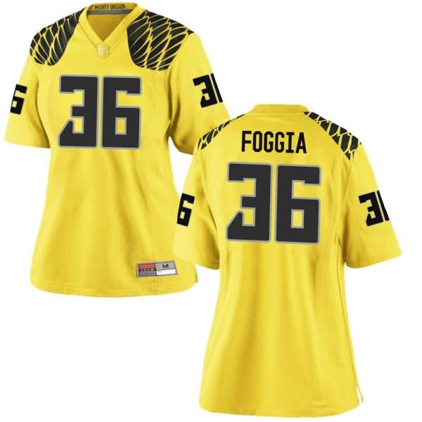 Oregon Ducks Women's #36 Jake Foggia Football College Game Gold Jersey ENJ82O6I