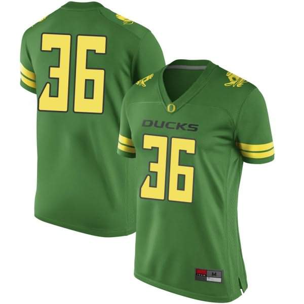 Oregon Ducks Women's #36 Jake Foggia Football College Game Green Jersey DXY57O5J