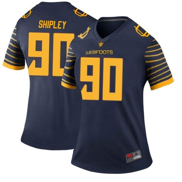 Oregon Ducks Women's #90 Jake Shipley Football College Legend Navy Jersey KNX50O4Z