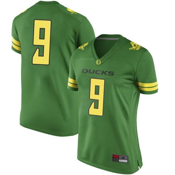 Oregon Ducks Women's #9 Jay Butterfield Football College Replica Green Jersey OJV86O5R