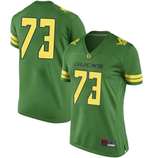 Oregon Ducks Women's #73 Jaylan Jeffers Football College Game Green Jersey WZJ82O2L