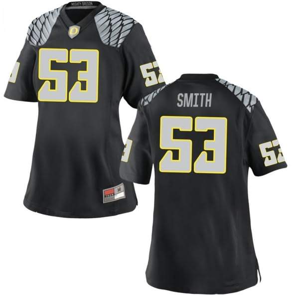 Oregon Ducks Women's #53 Jaylen Smith Football College Game Black Jersey HMT16O1G