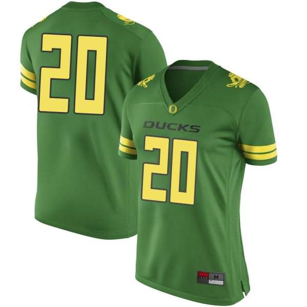 Oregon Ducks Women's #20 Jayvaun Wilson Football College Game Green Jersey SKM47O7R