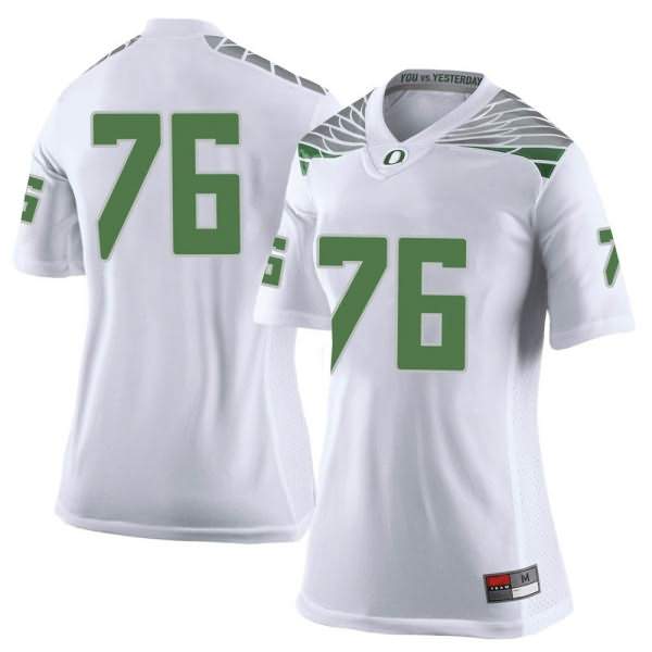 Oregon Ducks Women's #76 Jonah Tauanu'u Football College Limited White Jersey POY84O7K