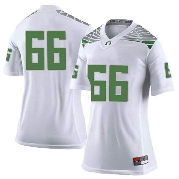 Oregon Ducks Women's #66 Jonathan Denis Football College Limited White Jersey PDN20O8T