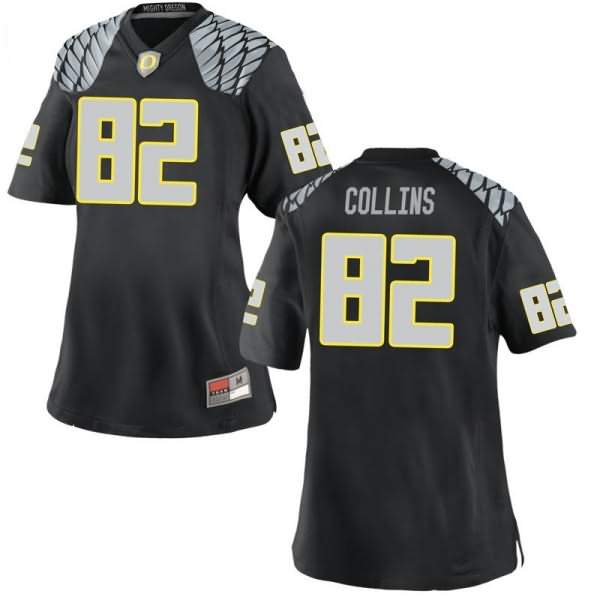 Oregon Ducks Women's #82 Justin Collins Football College Game Black Jersey VRF75O1E