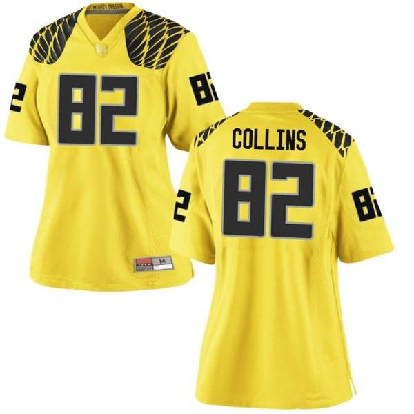 Oregon Ducks Women's #82 Justin Collins Football College Game Gold Jersey KEH07O7F