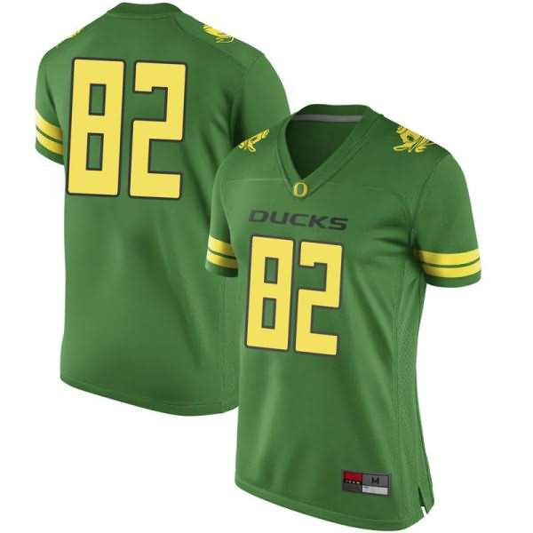 Oregon Ducks Women's #82 Justin Collins Football College Game Green Jersey SOH51O8B