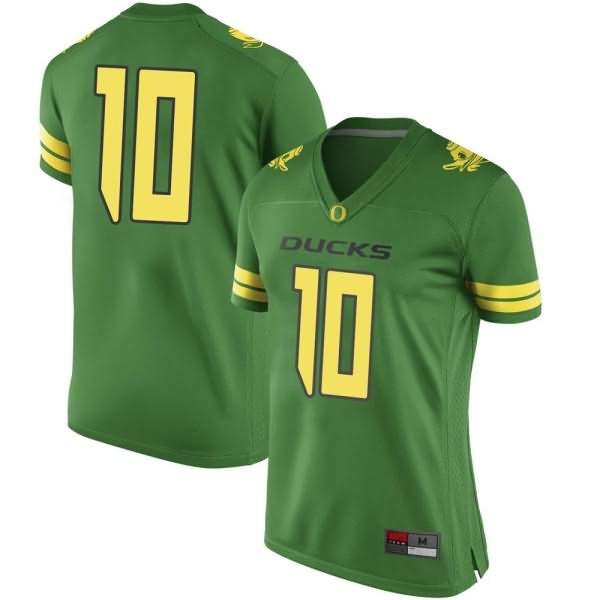 Oregon Ducks Women's #10 Justin Flowe Football College Replica Green Jersey ZRW37O8Y