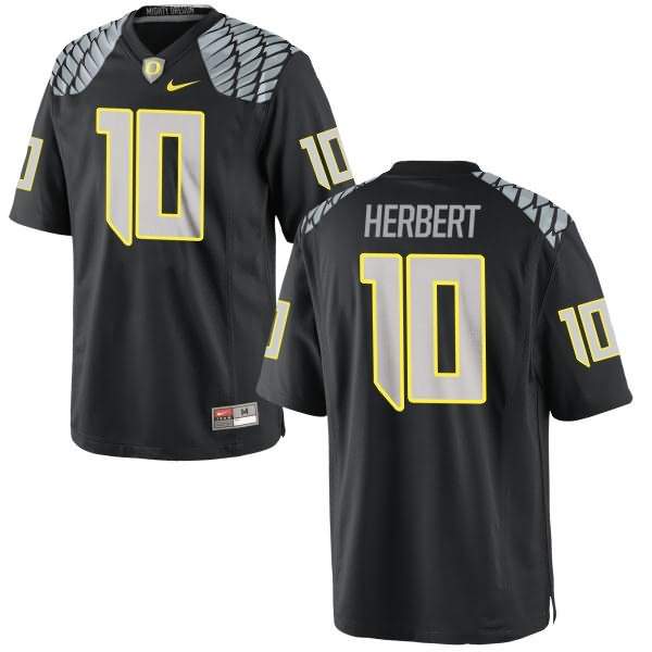 Oregon Ducks Women's #10 Justin Herbert Football College Authentic Black Jersey DBW61O1H