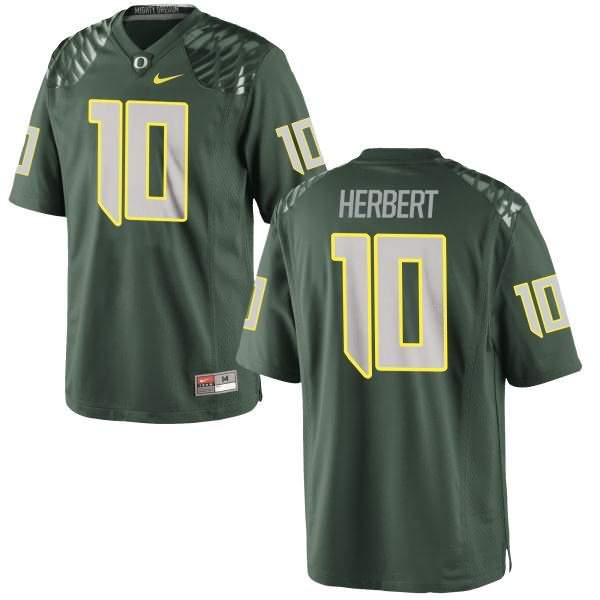 Oregon Ducks Women's #10 Justin Herbert Football College Game Green Jersey OJE65O7A