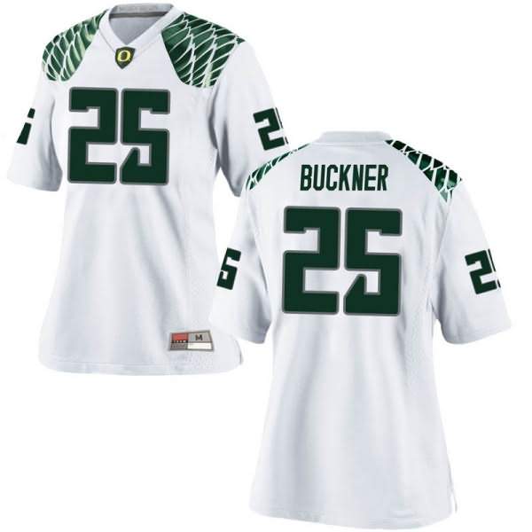 Oregon Ducks Women's #25 Kyle Buckner Football College Game White Jersey CSB15O2E