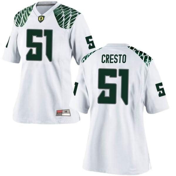 Oregon Ducks Women's #51 Louie Cresto Football College Game White Jersey EJH00O7B