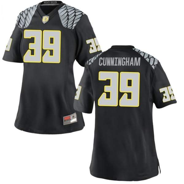 Oregon Ducks Women's #39 MJ Cunningham Football College Game Black Jersey KXX52O5C