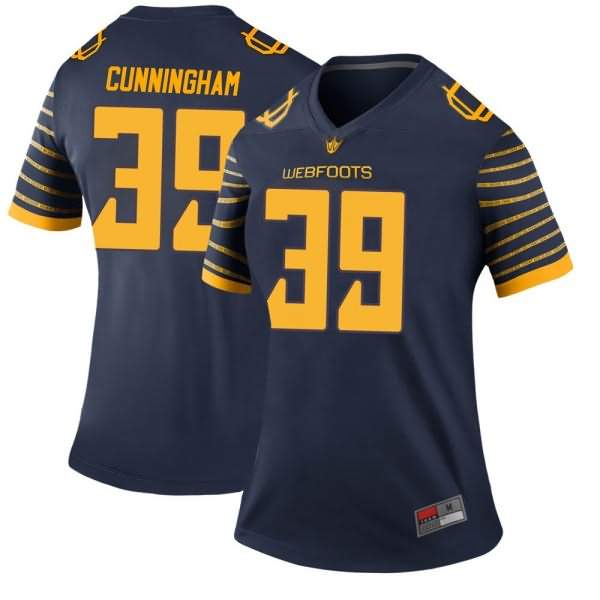 Oregon Ducks Women's #39 MJ Cunningham Football College Legend Navy Jersey SGL40O7M