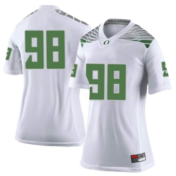 Oregon Ducks Women's #98 Maceal Afaese Football College Limited White Jersey EFW53O1E