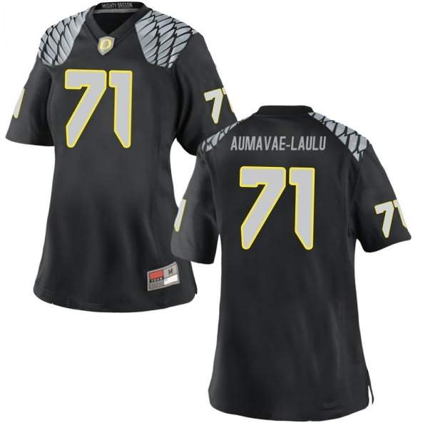 Oregon Ducks Women's #71 Malaesala Aumavae-Laulu Football College Game Black Jersey TXQ72O8B