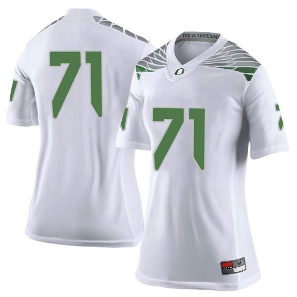 Oregon Ducks Women's #71 Malaesala Aumavae-Laulu Football College Limited White Jersey YMD00O2B